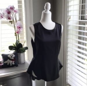 Black Sleeveless High-Low Peplum Top